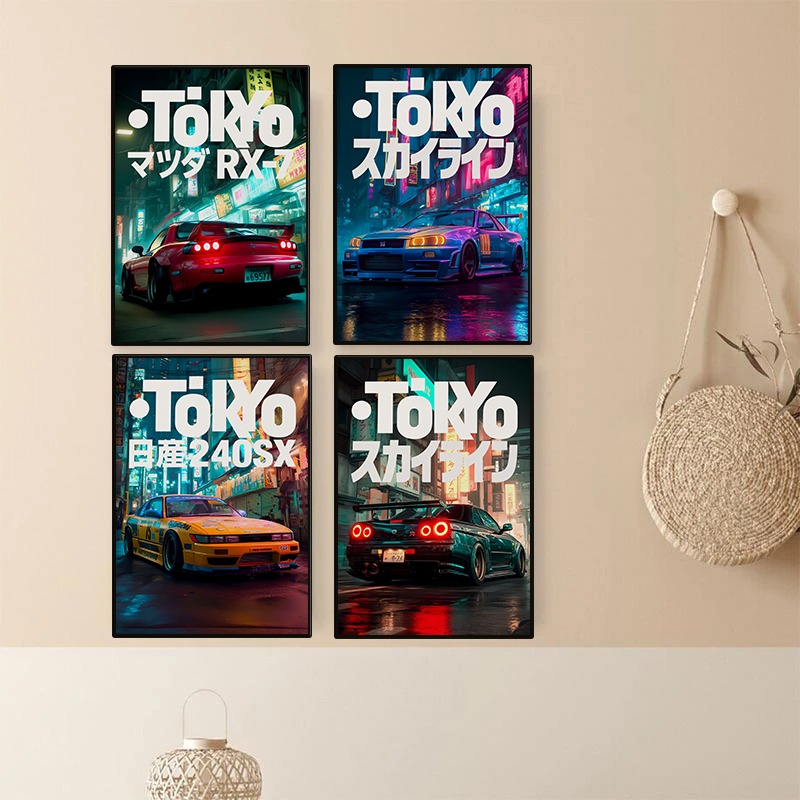 Japanese Tokyo Lifestyle - Affiche de voiture Vintage Tokyo JDM,