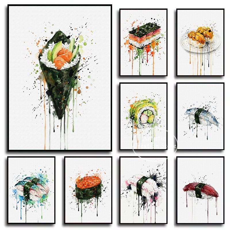 Japanese Lifestyle Food - Aquarelle de cuisine japonaise : Sushi
