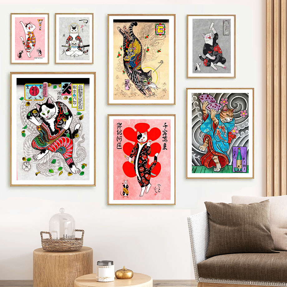 Art mural japonais de chat sam - Japanese Lifestyle And Traditions avis et prix