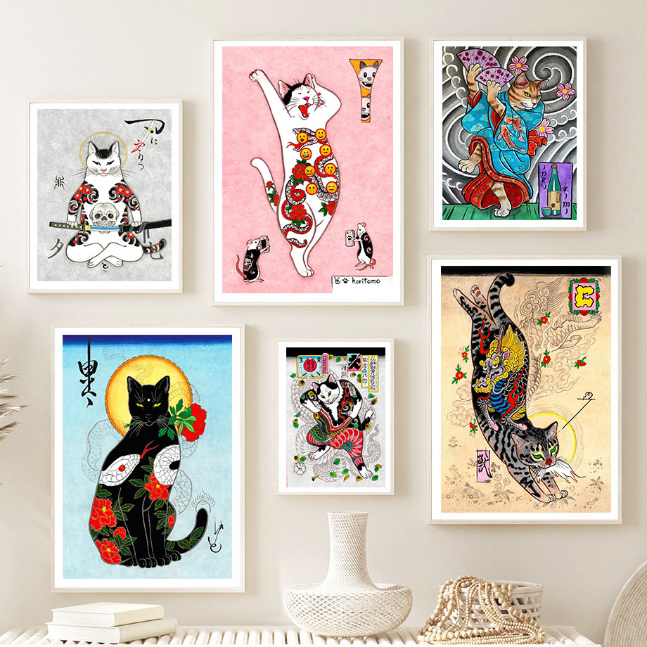 Art mural japonais de chat sam - Japanese Lifestyle And Traditions avis et prix