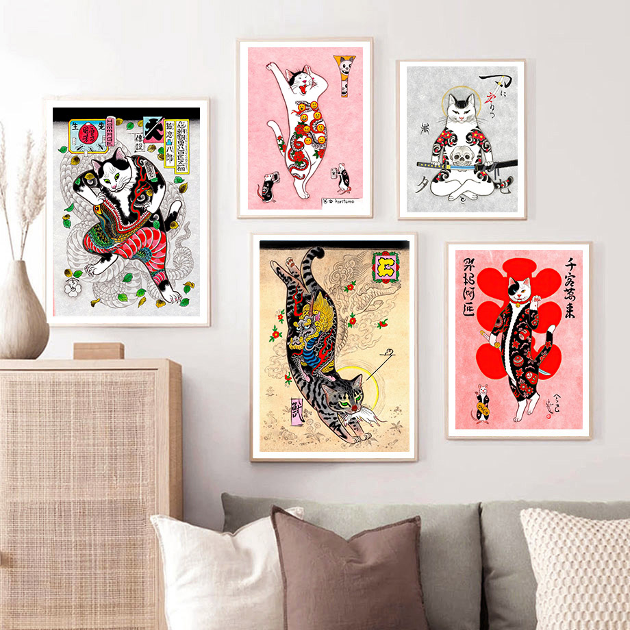 Art mural japonais de chat sam - Japanese Lifestyle And Traditions avis et prix